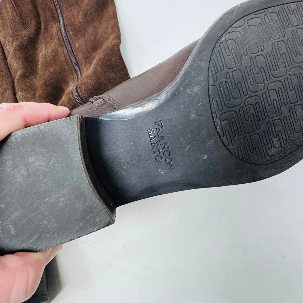 Vintage Franco Sarto Brown Leather Suede Tall Riding Boots Size 10M